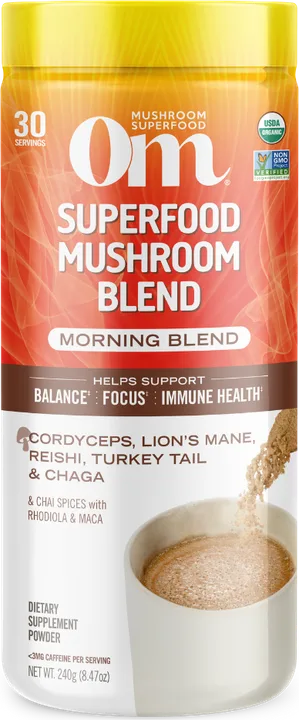 Mushroom Morning Blend, canister, 30 servings