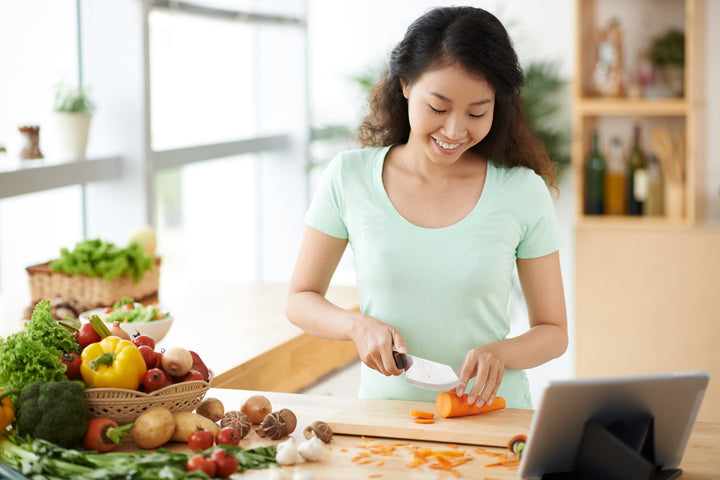 Athlete prepares a healthy meal