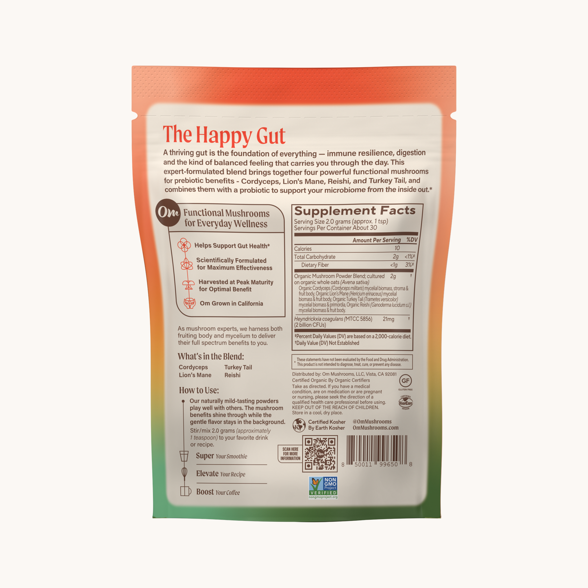 master blend+ prebiotic + probiotic, back
