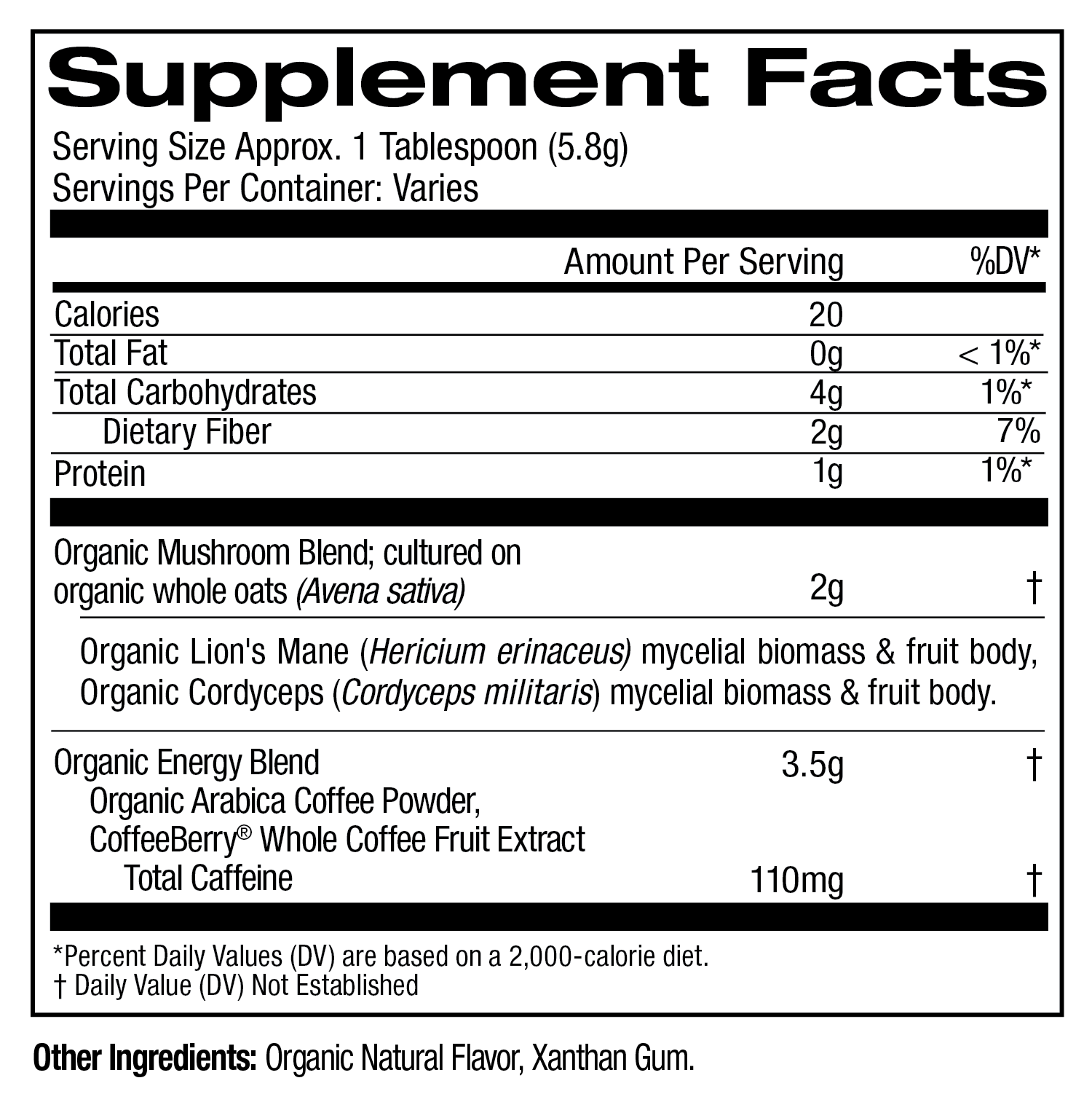 Mushroom Coffee Blend supplement facts