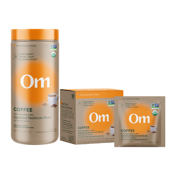 Om Mushrooms Mushroom Coffee Blend bottle, front of pack