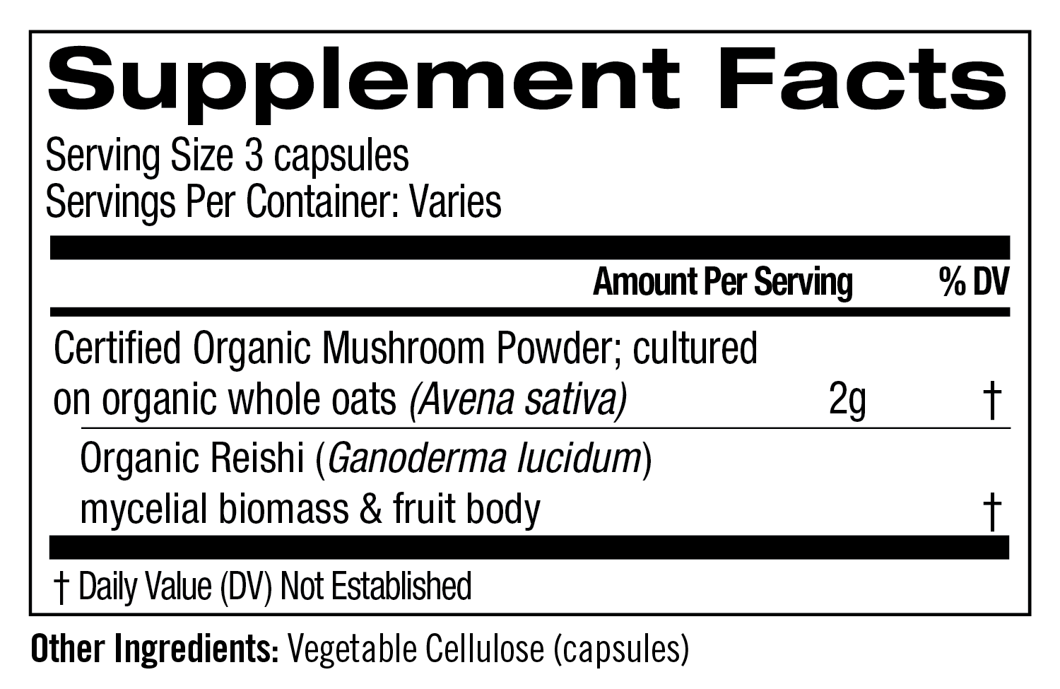 Reishi Mushroom Capsules supplement facts