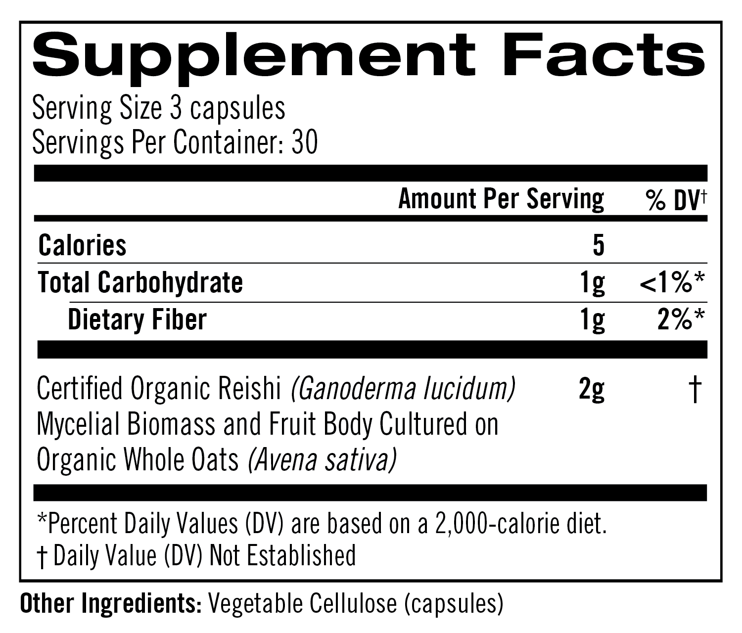 Reishi Mushroom Capsules supplement facts