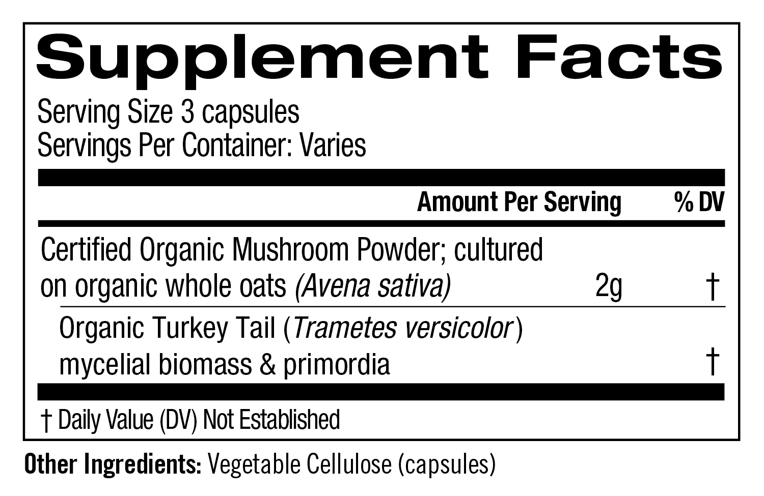 Turkey Tail Mushroom Capsules supplement facts