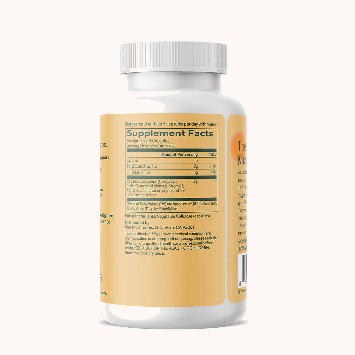 Cordyceps supplement facts (back)