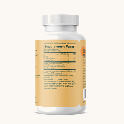 Cordyceps supplement facts (back)
