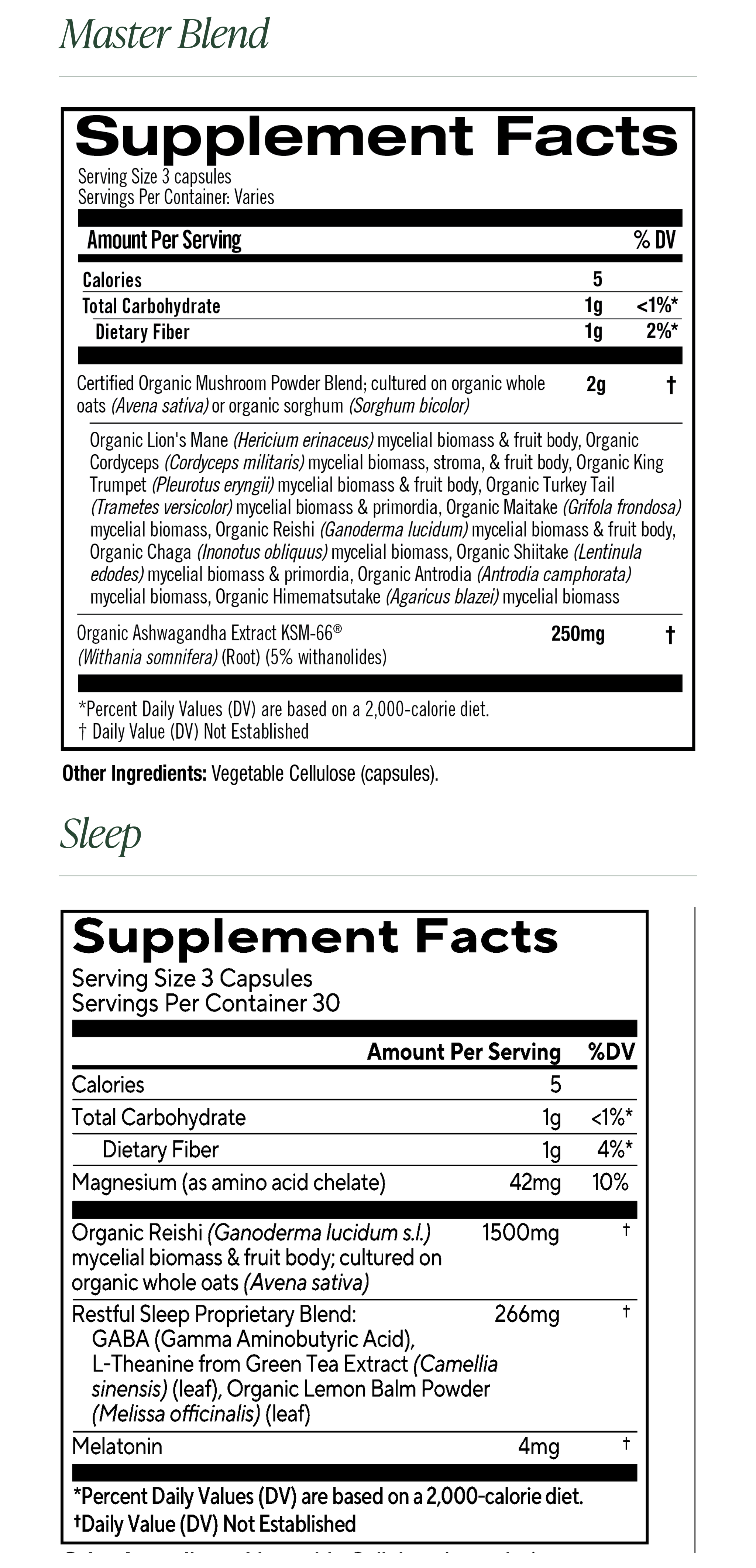 Day and Night Bundle supplement facts