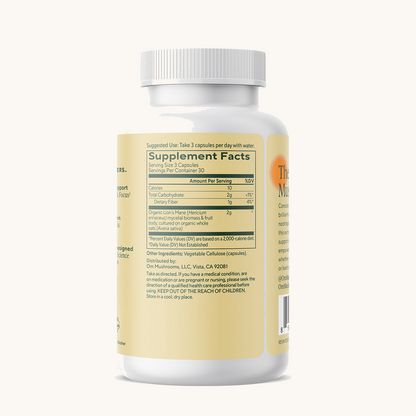 Lion's Mane supplement facts (back)