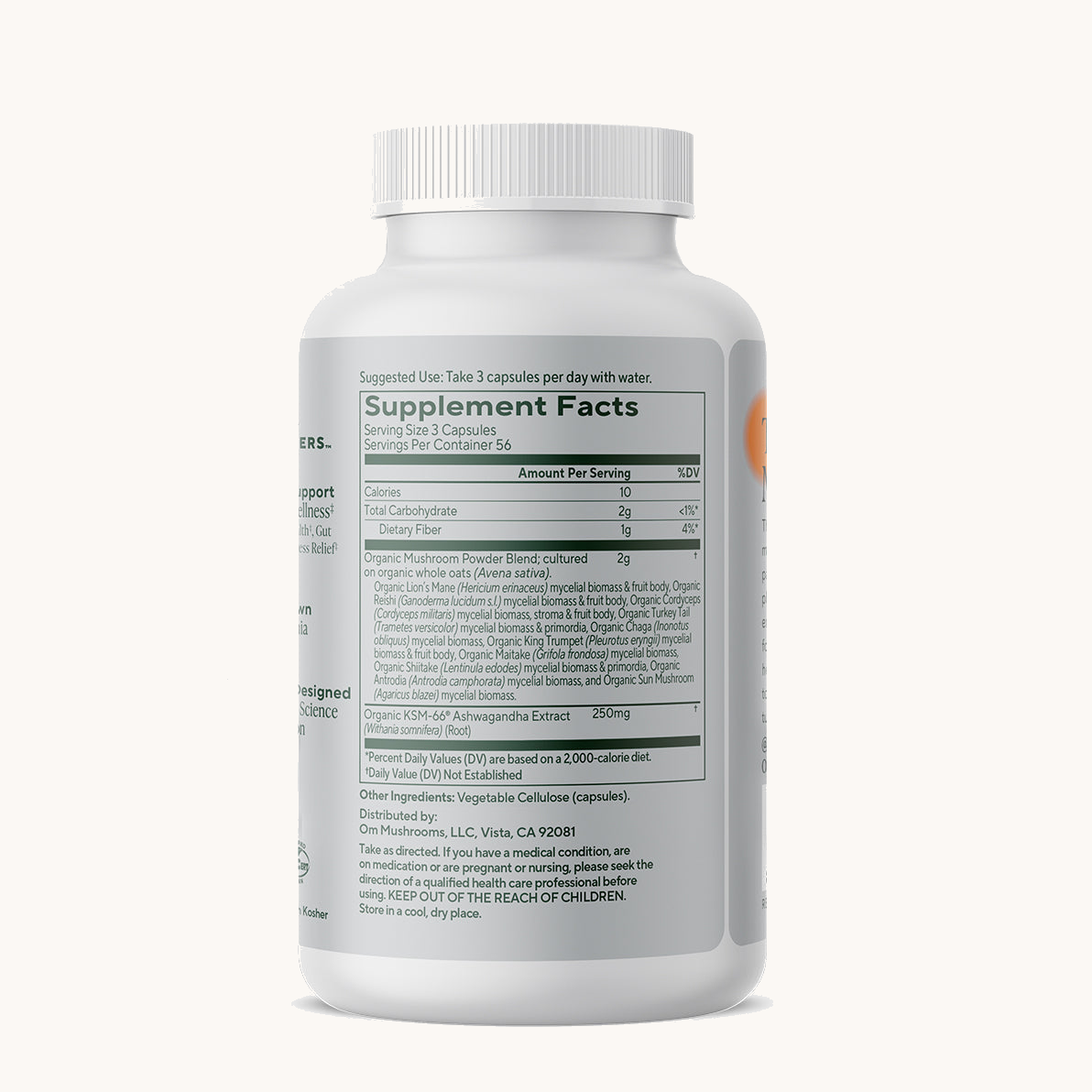 Master Blend supplement facts (back)