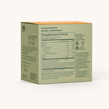 Matcha Latte supplement facts (back)