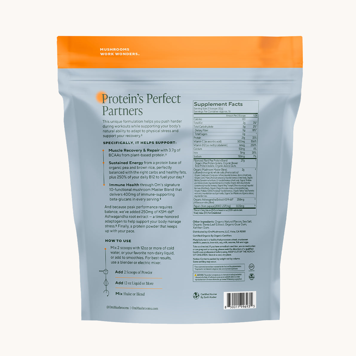 Master Blend Protein supplement facts (back)