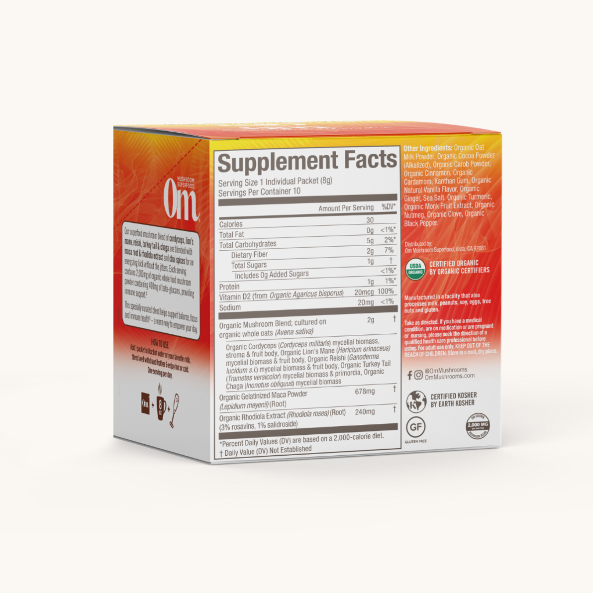 Morning Blend supplement facts (back)