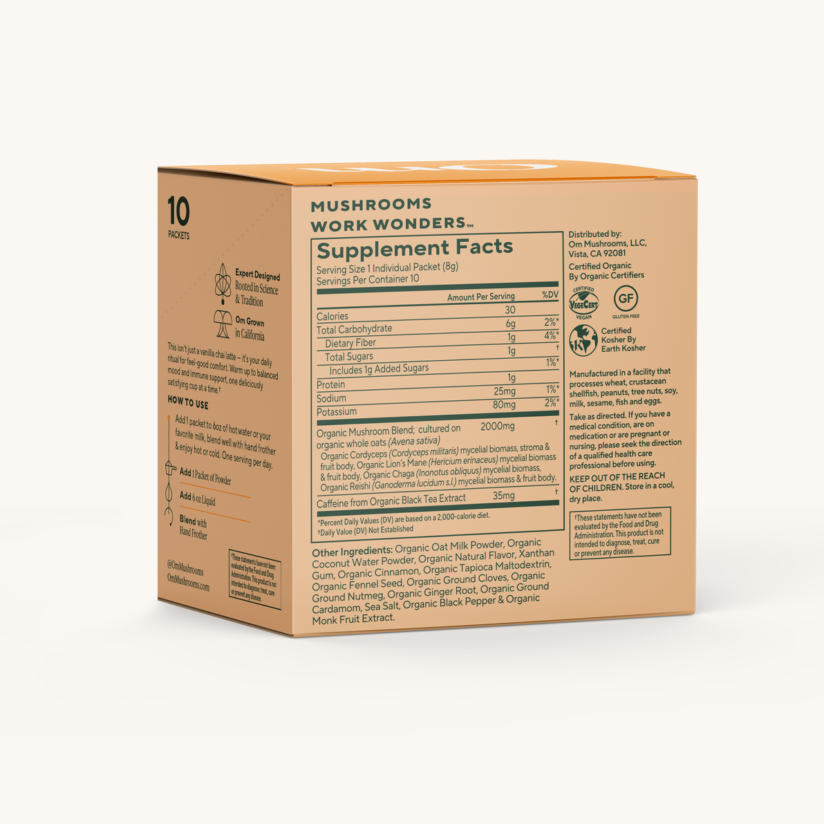 Vanilla Chai Latte supplement facts (back)